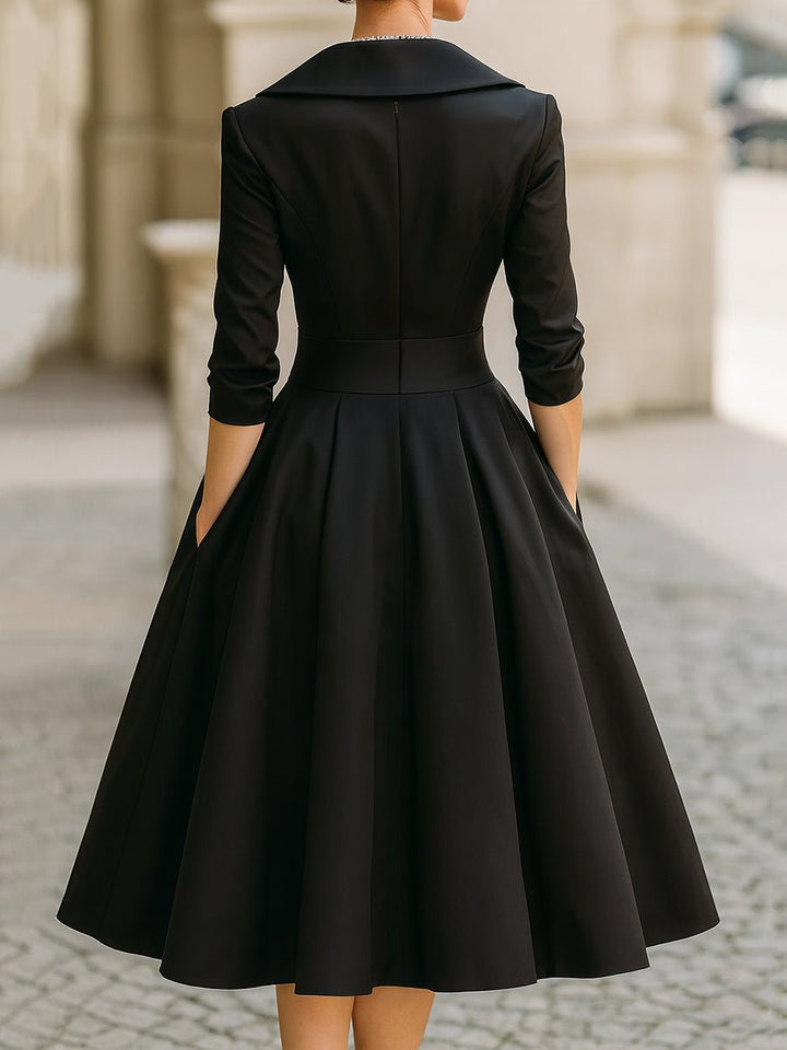 Mia | Women's Vintage A-Line Wrap Cocktail Party Dress Midi Pleated Skirt