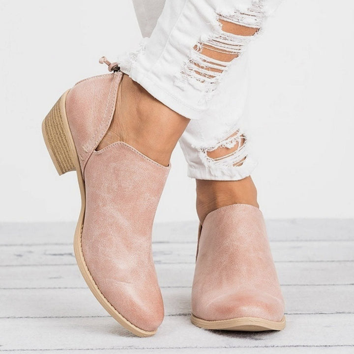 Amelia | Women's Vintage-Style Slip-On Block Heel Ankle Boots