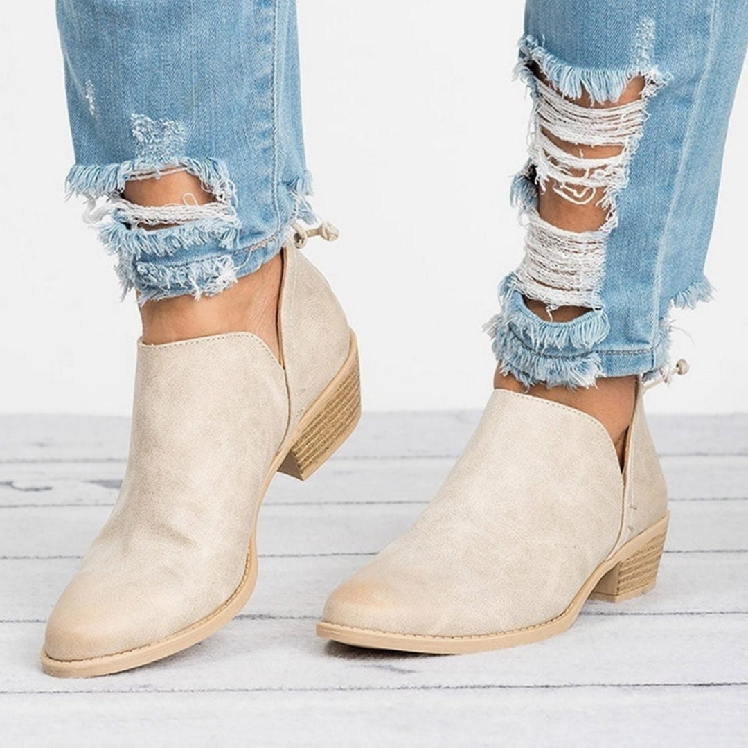 Amelia | Women's Vintage-Style Slip-On Block Heel Ankle Boots