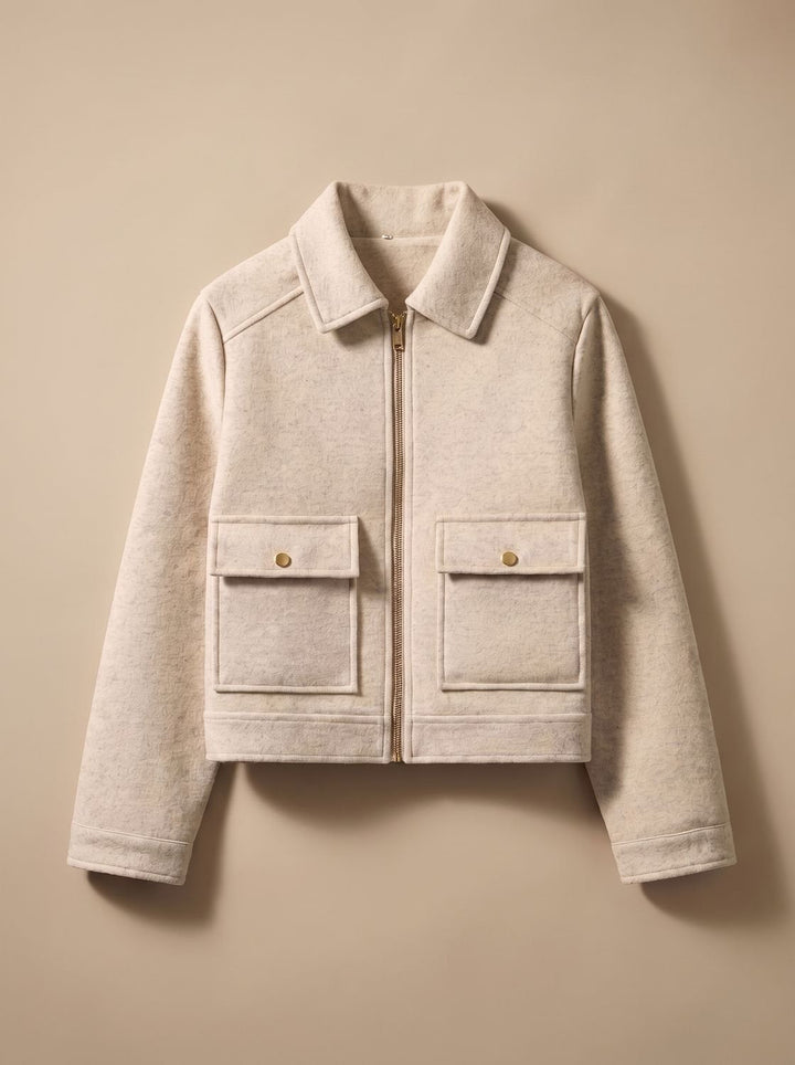 Mia | Women's Wool Blend Cropped Stand-Collar Button-Front Coat