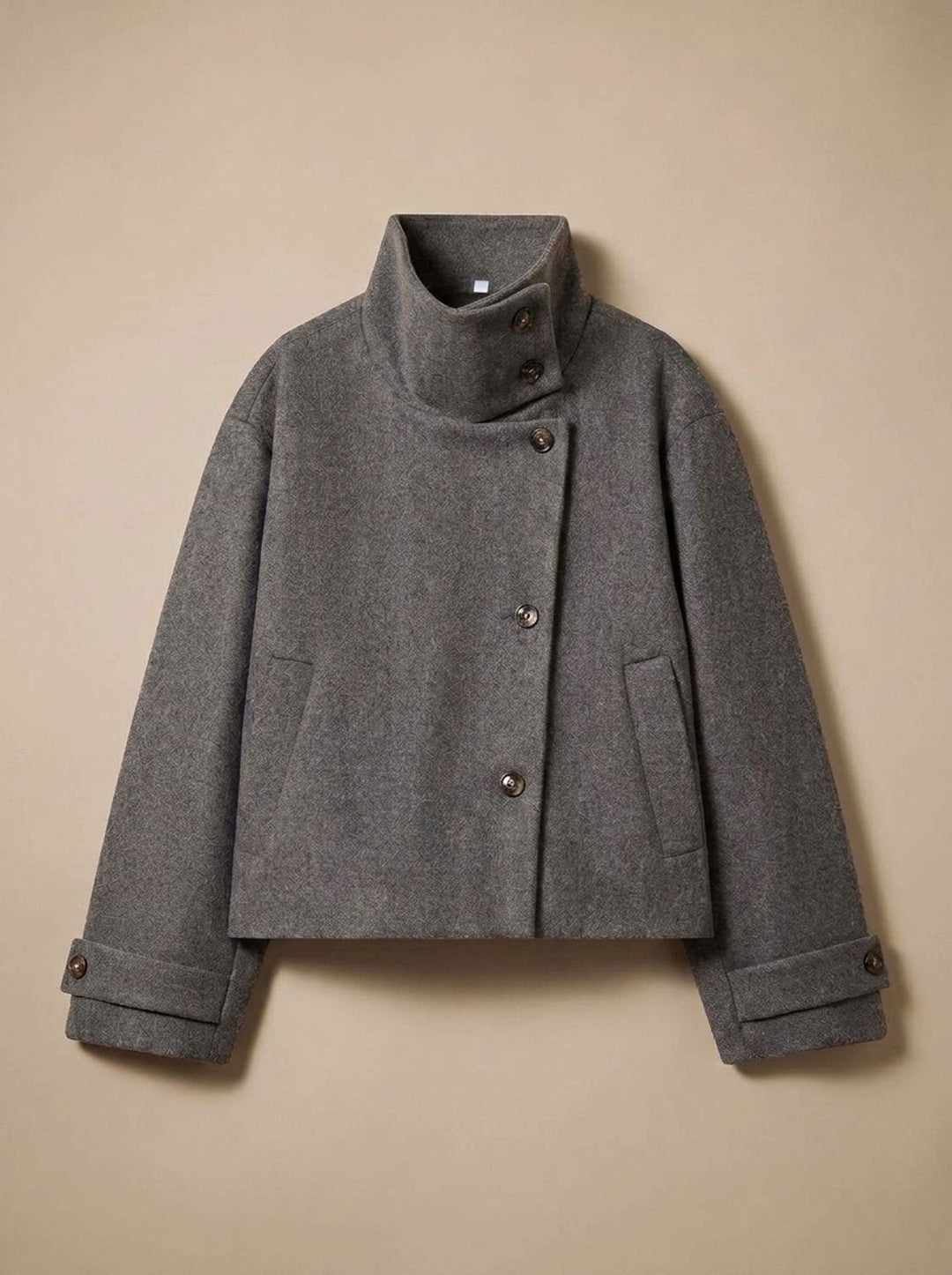 Mia | Women's Wool Blend Cropped Stand-Collar Button-Front Coat
