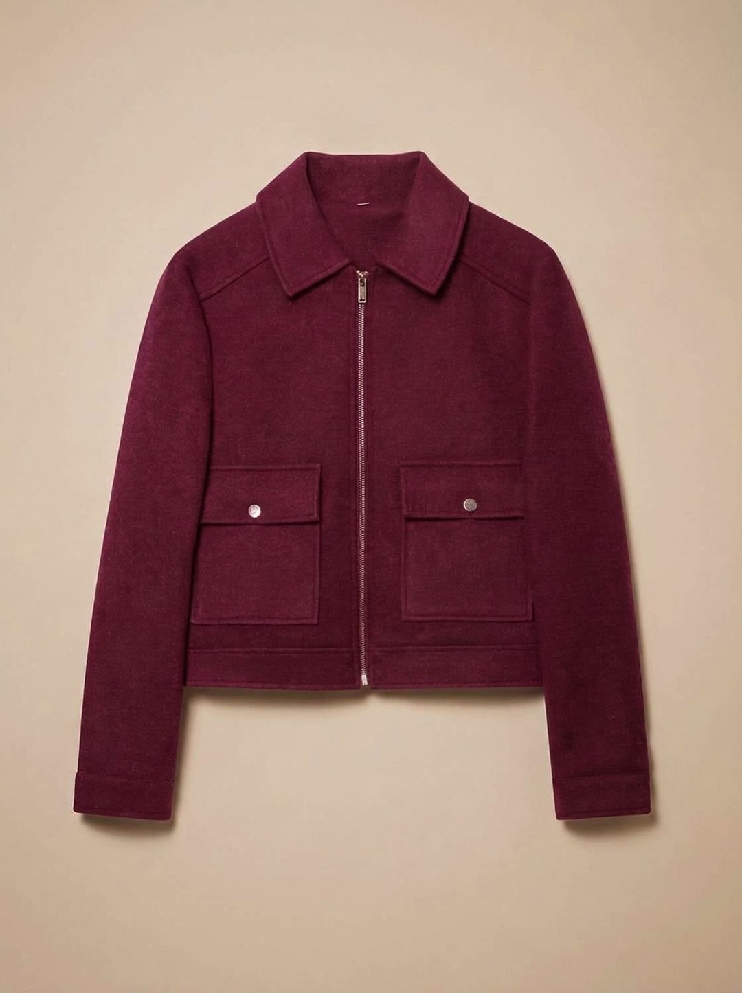 Mia | Women's Wool Blend Cropped Stand-Collar Button-Front Coat