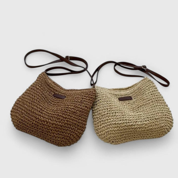 Scarlett | Women's Woven Raffia Zip-Top Adjustable-Strap Hobo Shoulder Bag