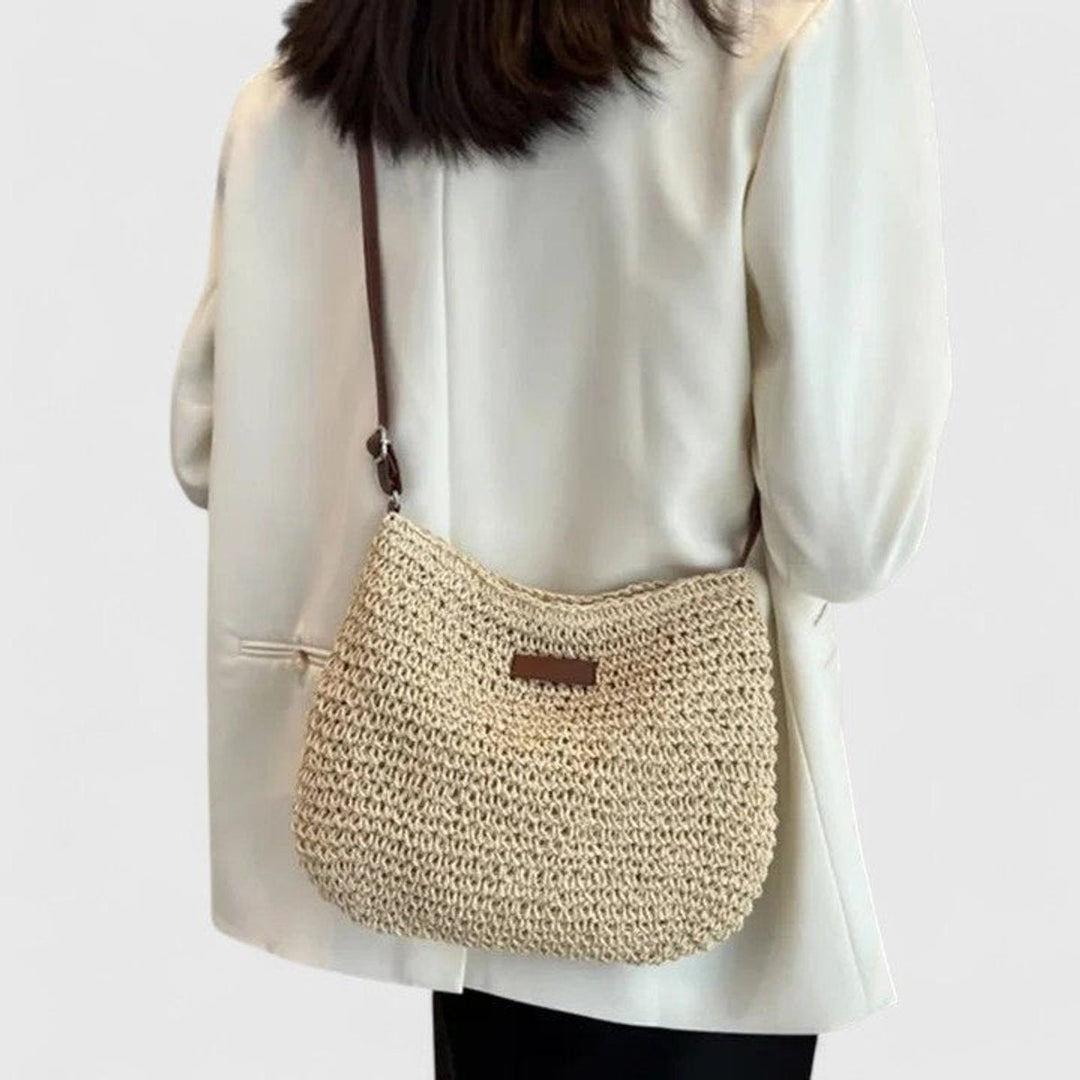 Scarlett | Women's Woven Raffia Zip-Top Adjustable-Strap Hobo Shoulder Bag
